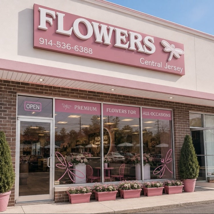 FLOWERS Central Jersey flower shop storefront in Manalapan, NJ — local florist open since June 2024