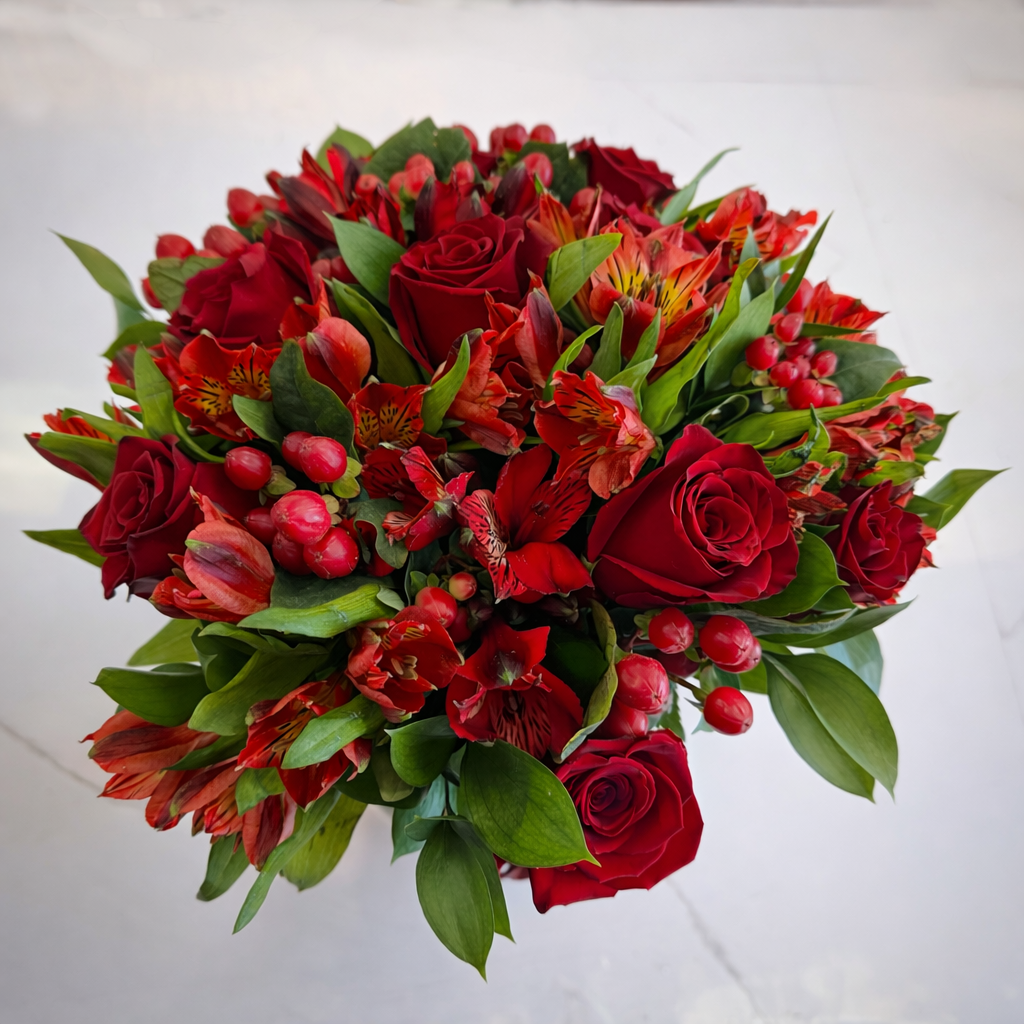 ALINA Red Roses & Alstroemeria Signature Vase