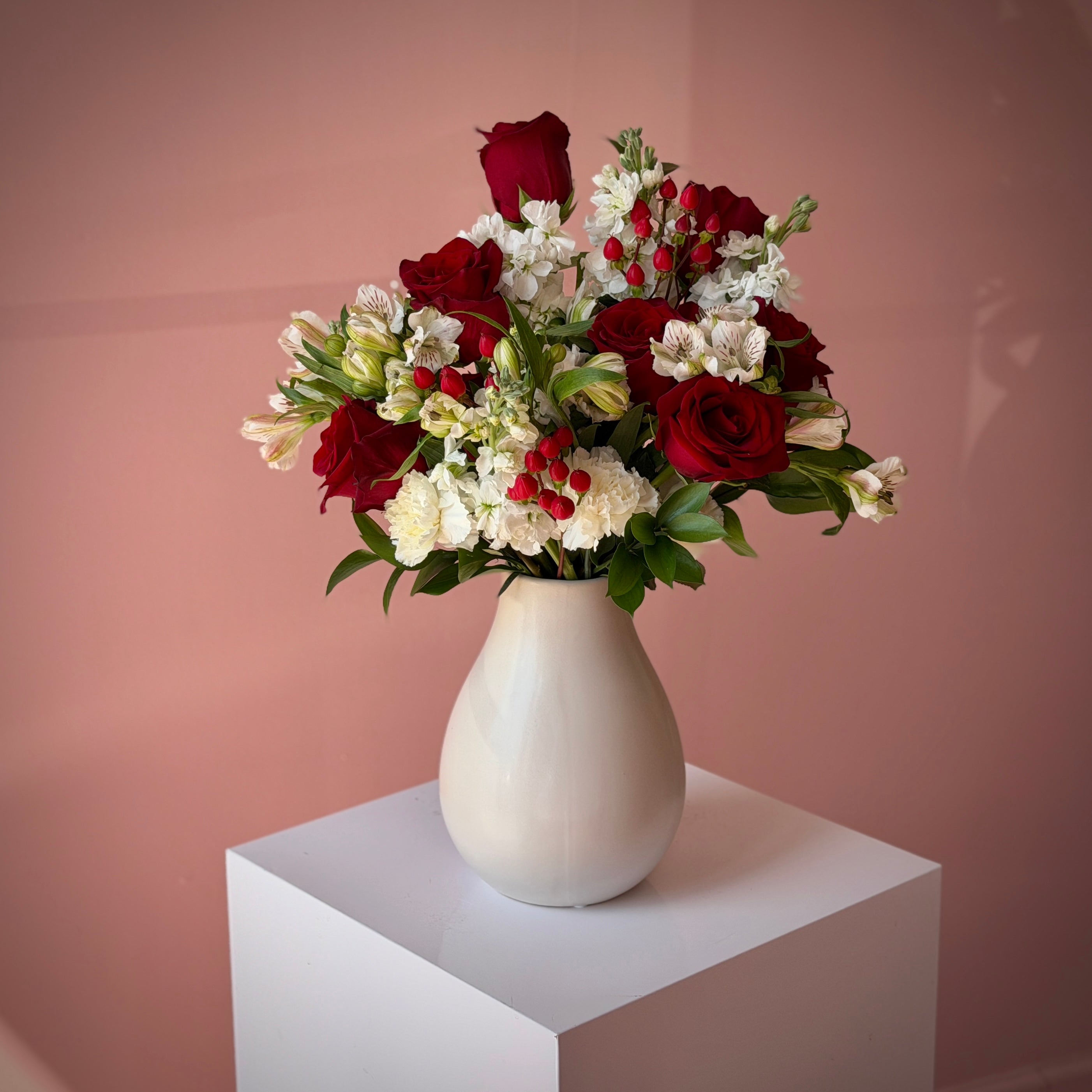 RUBY White & Red Signature Vase