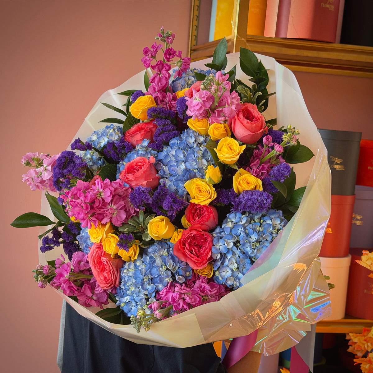 SABRINA Dopamine Blue, Purple, Yellow & Pink Signature Bouquet