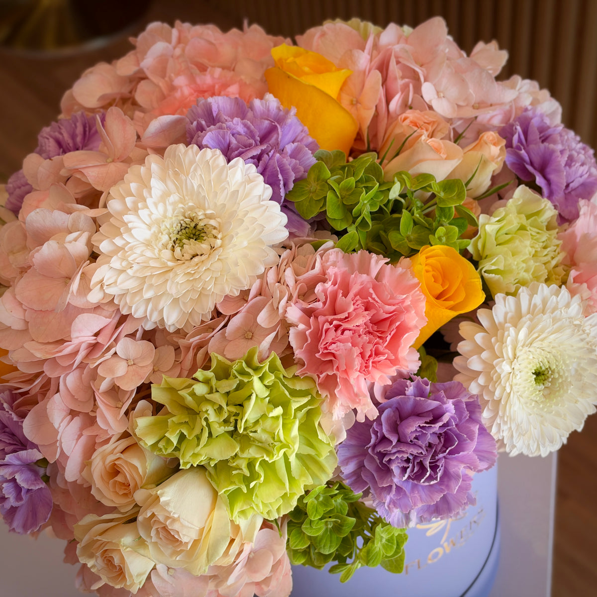 JUICY Pink Lavender Yellow & Green Flower Box