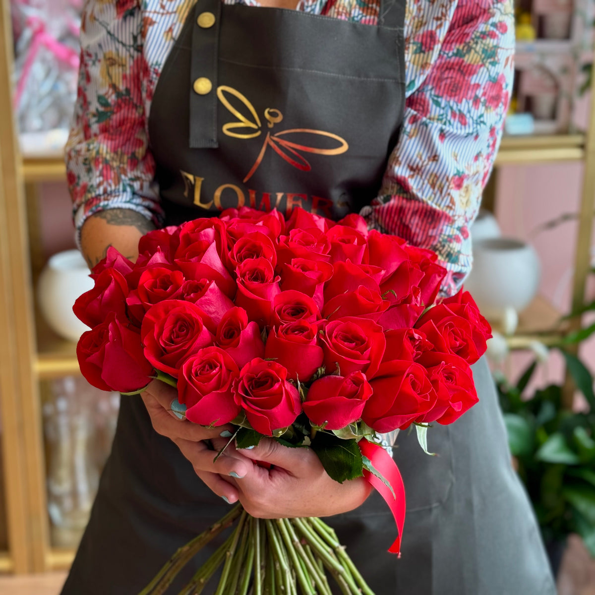 Red Long-Stem Roses Bouquet