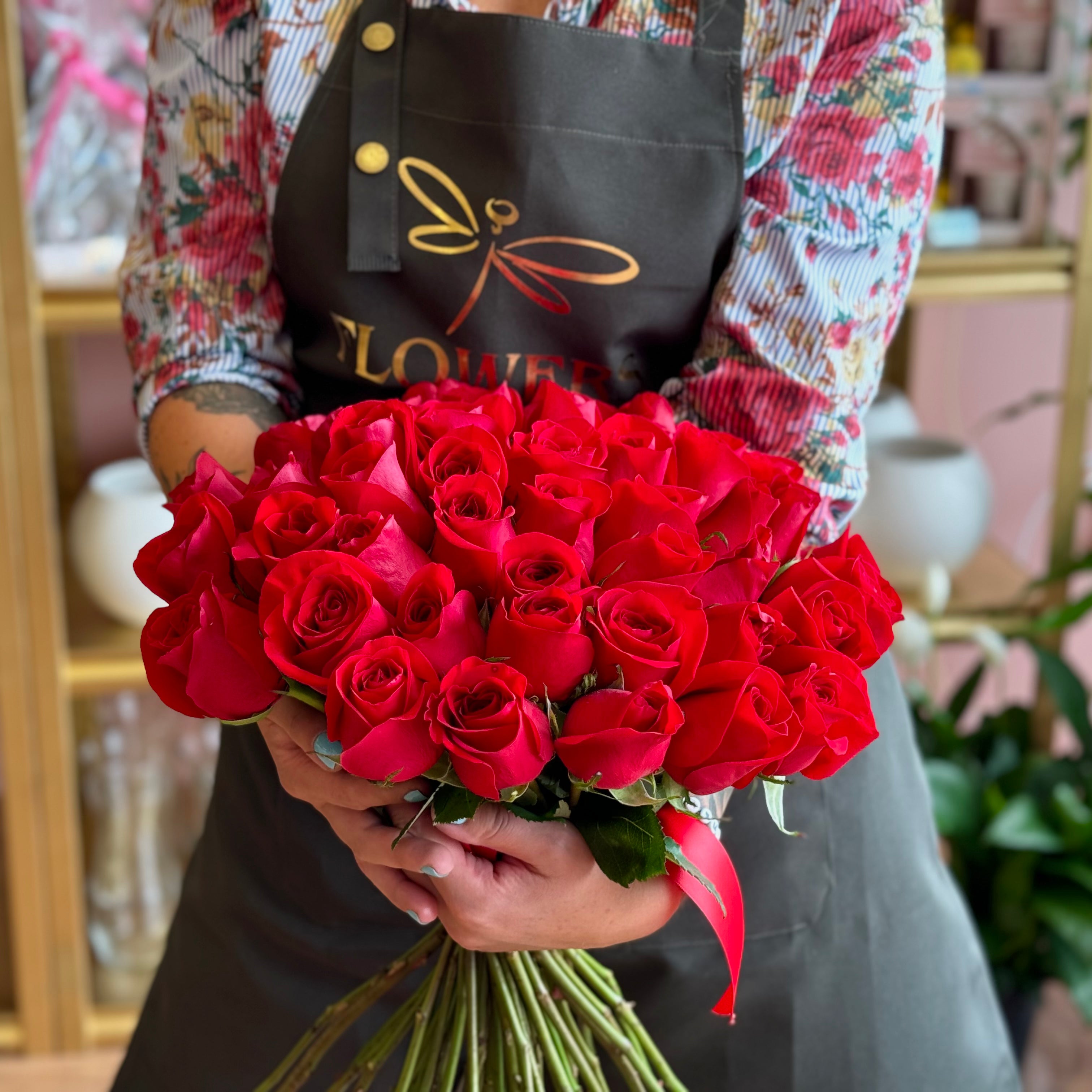 Red Long-Stem Roses Bouquet