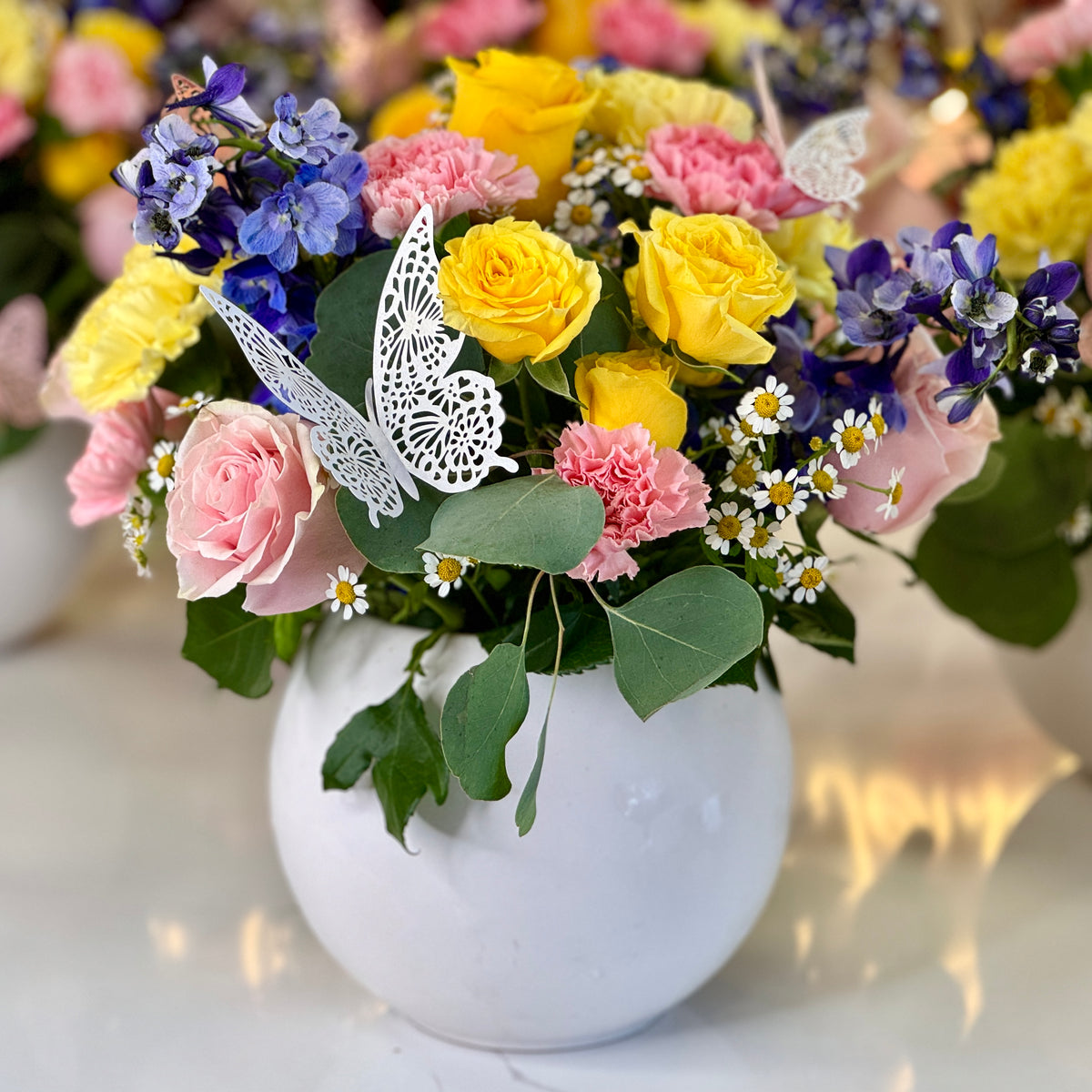 ELIZA Blue, Pink & Yellow Signature Bubble Vase