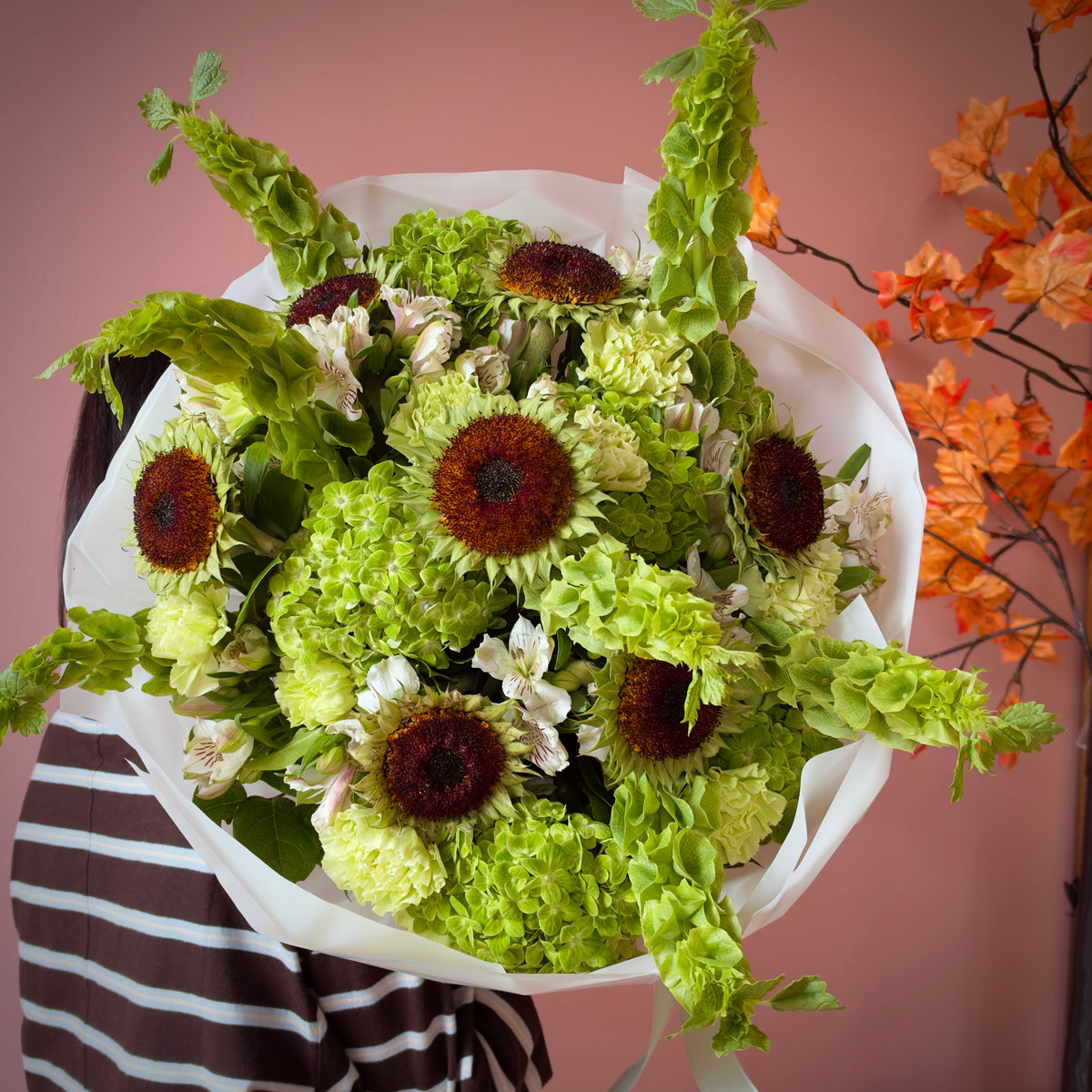 FIONA Helianthus & Bells of Ireland Signature Bouquet