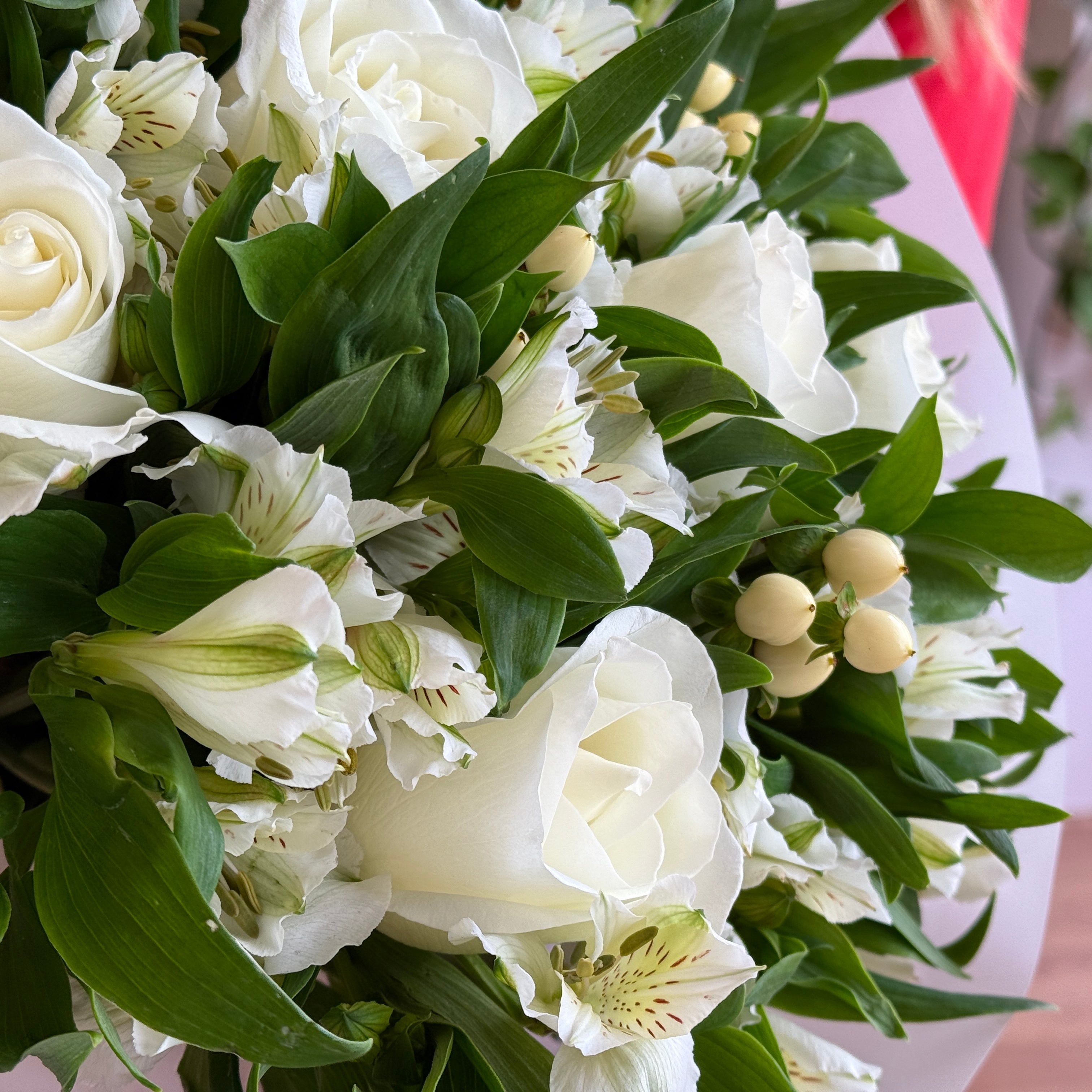ALISA White Roses, Stock & Alstroemeria Signature Bouquet