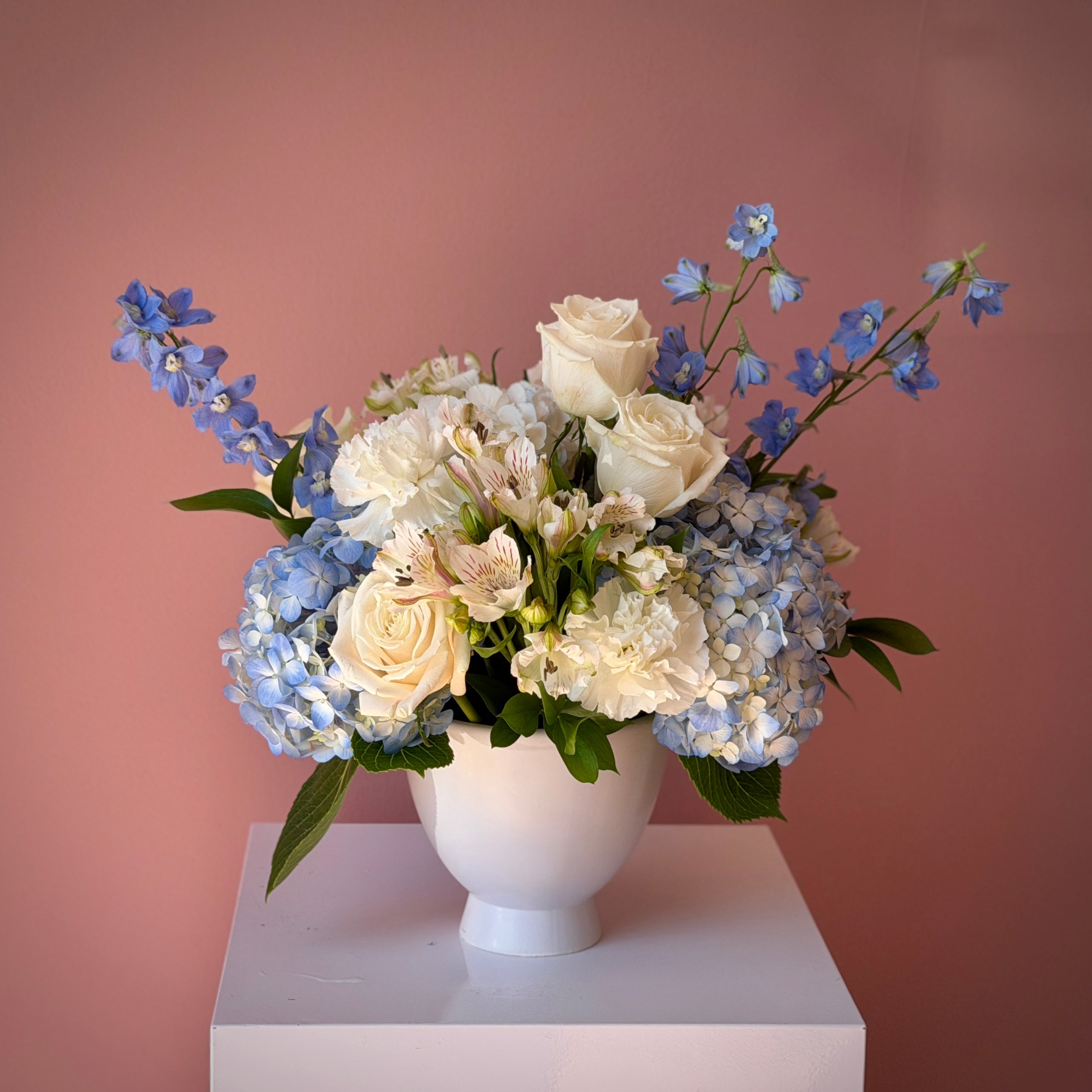 ARIELA Delphinium & Hydrangea Signature Vase