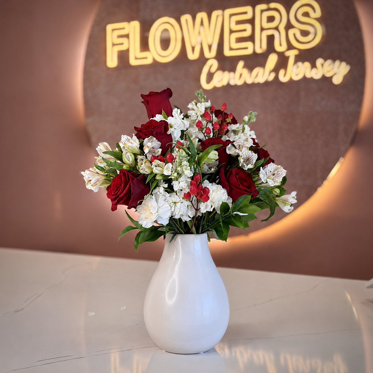 RUBY White & Red Signature Vase