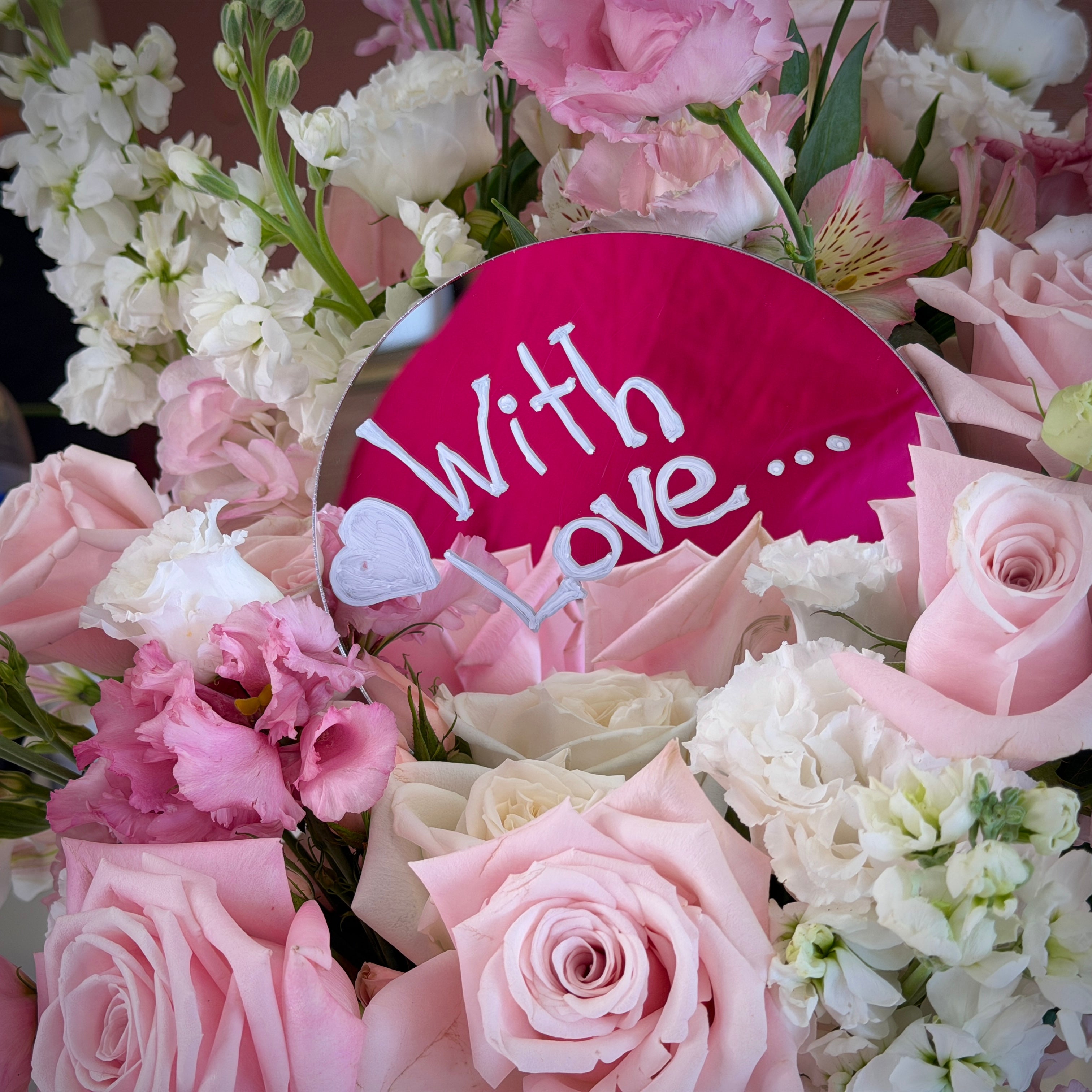 MIRABELLE Mirror Accent Pink Flower Box
