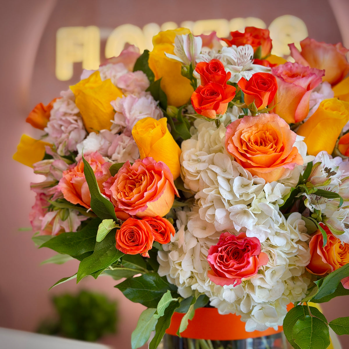 ANTONIA Yellow, Orange, Pink & White Signature vase
