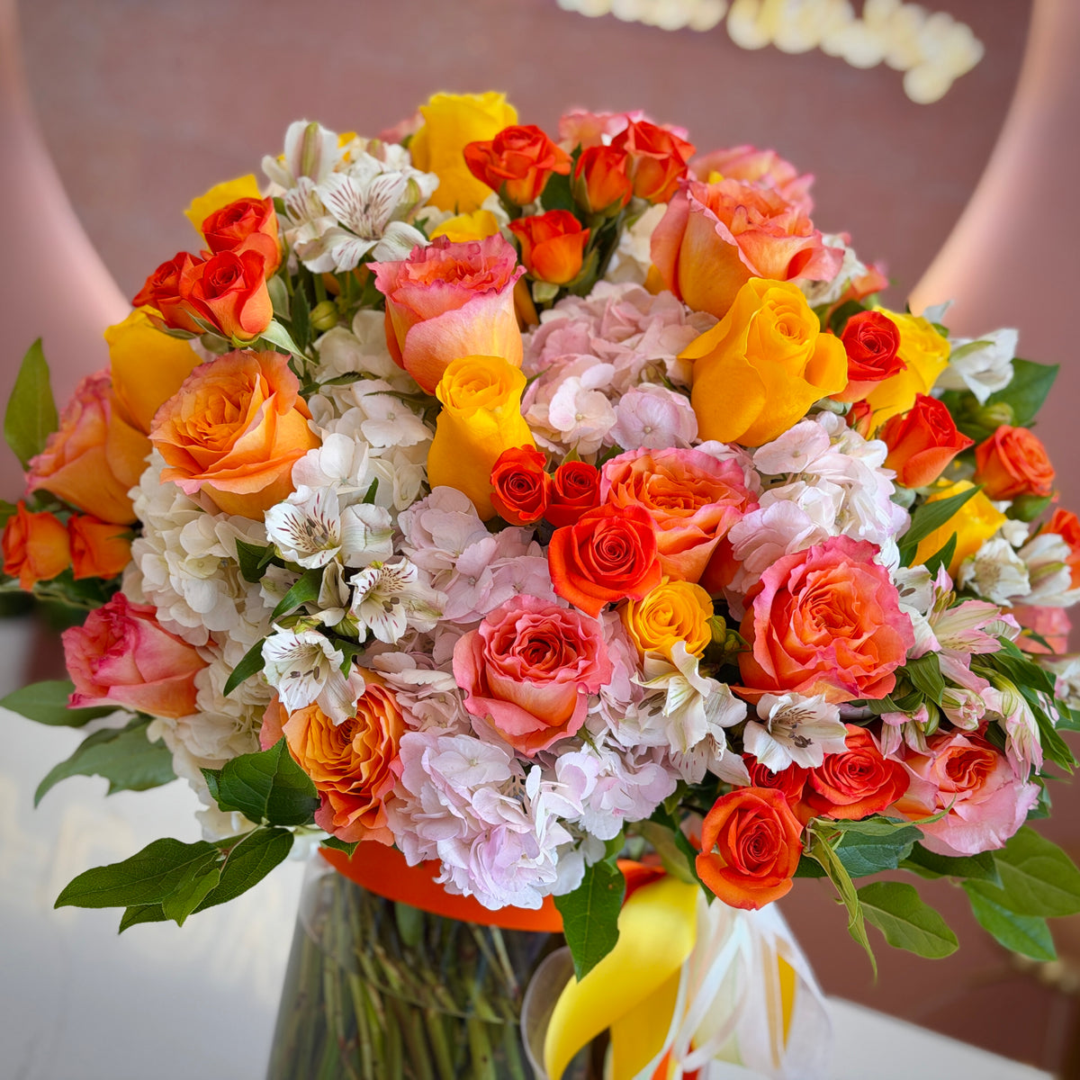 ANTONIA Yellow, Orange, Pink & White Signature vase