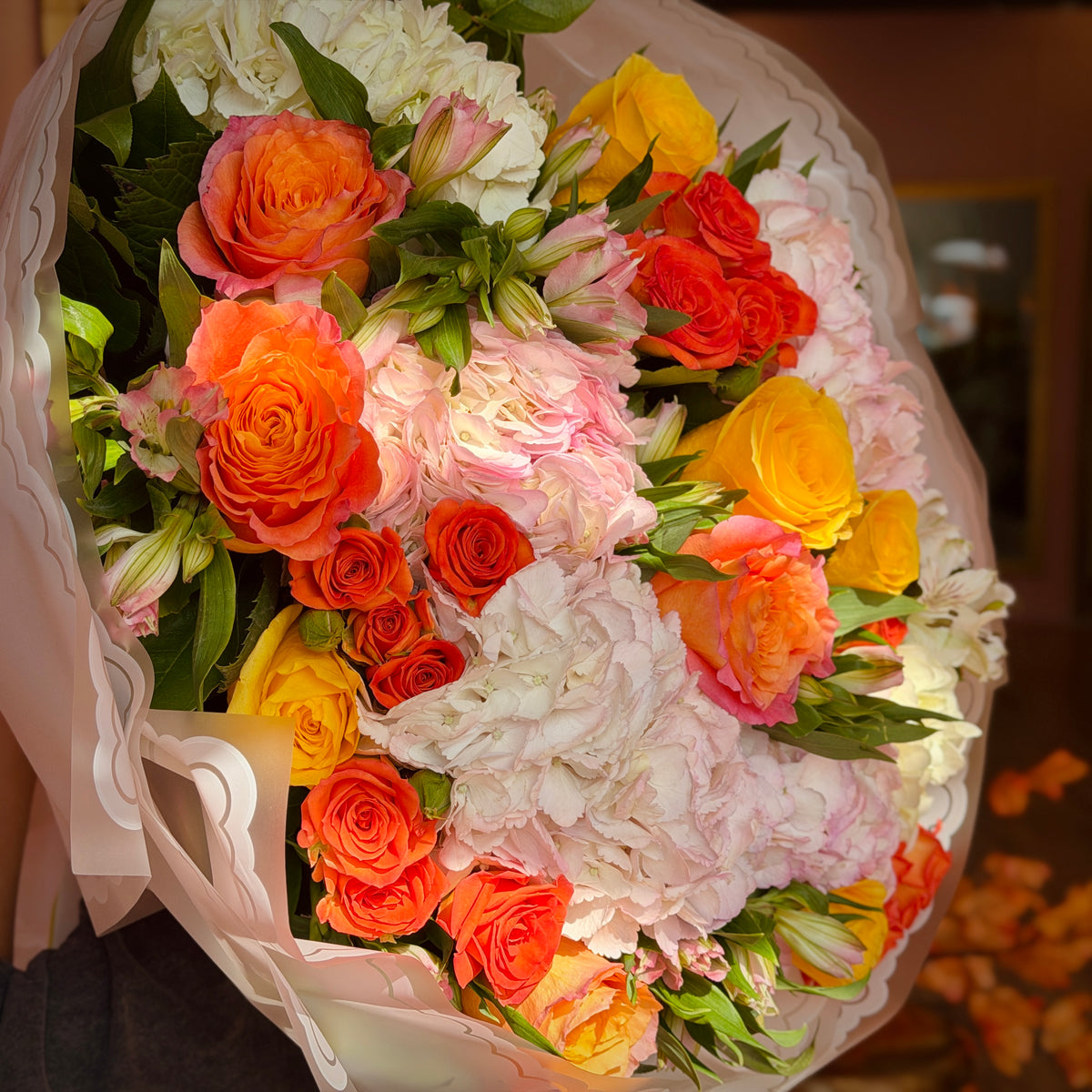 ANTONIA Yellow Orange Pink & White Signature bouquet