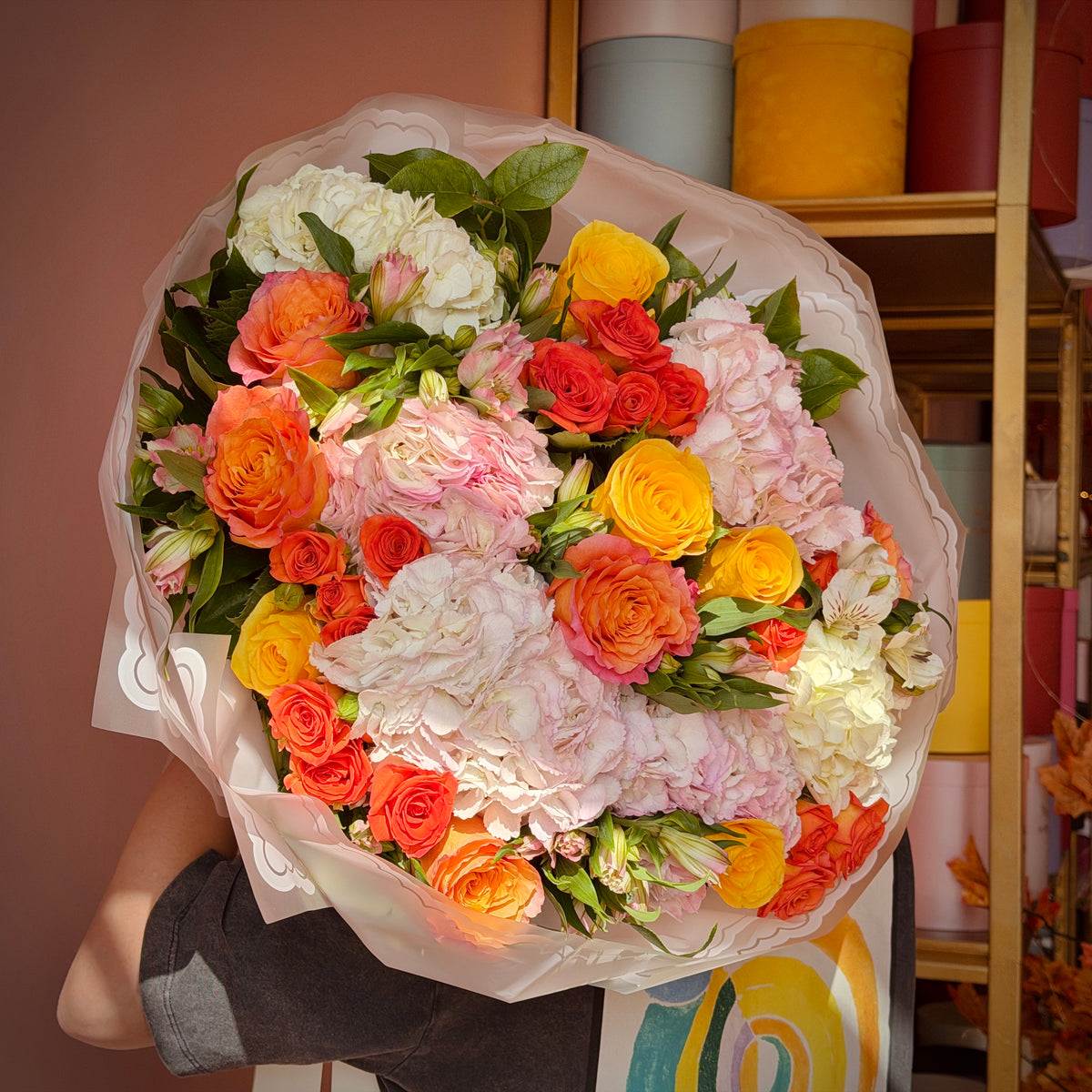 ANTONIA Yellow Orange Pink & White Signature bouquet
