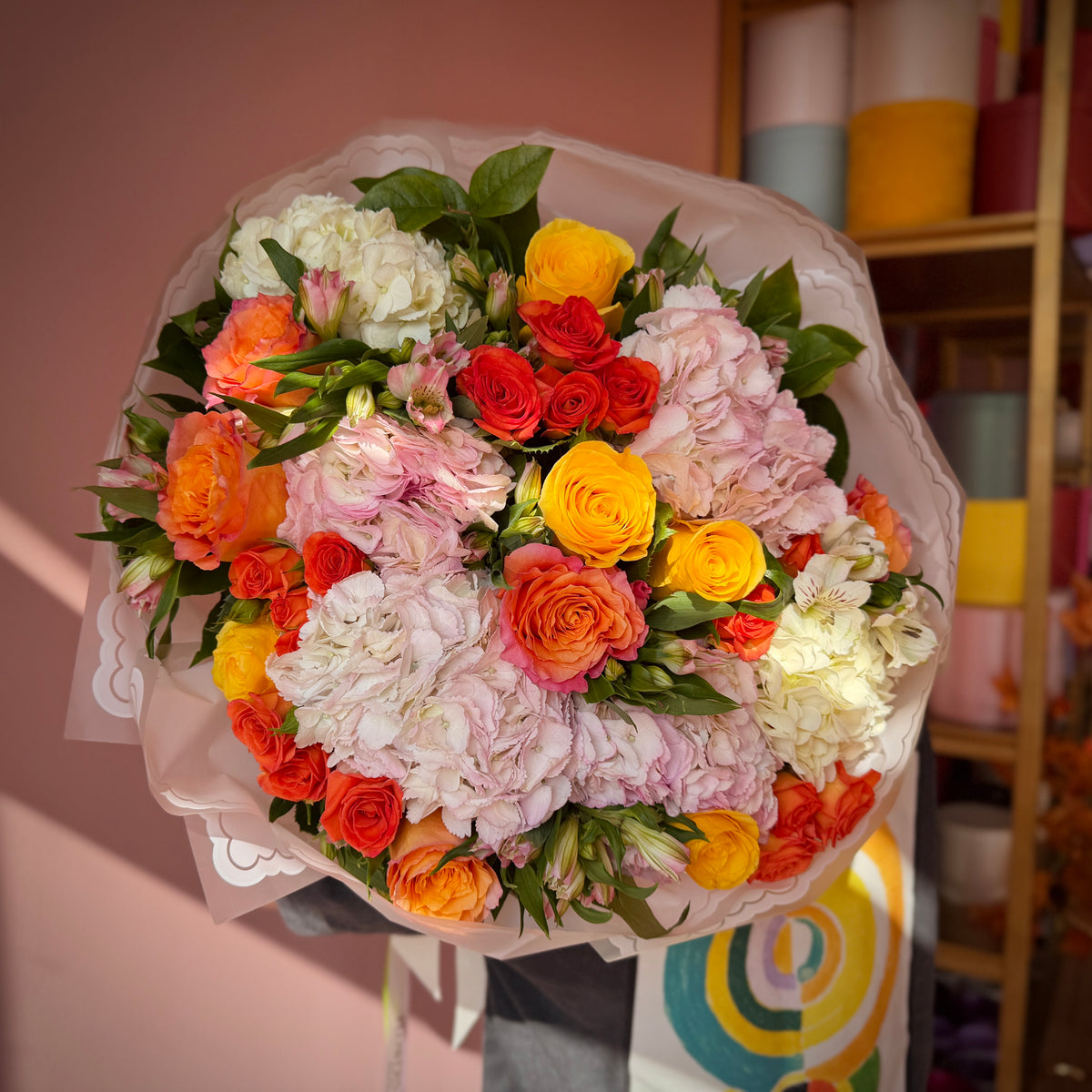 ANTONIA Yellow Orange Pink & White Signature bouquet