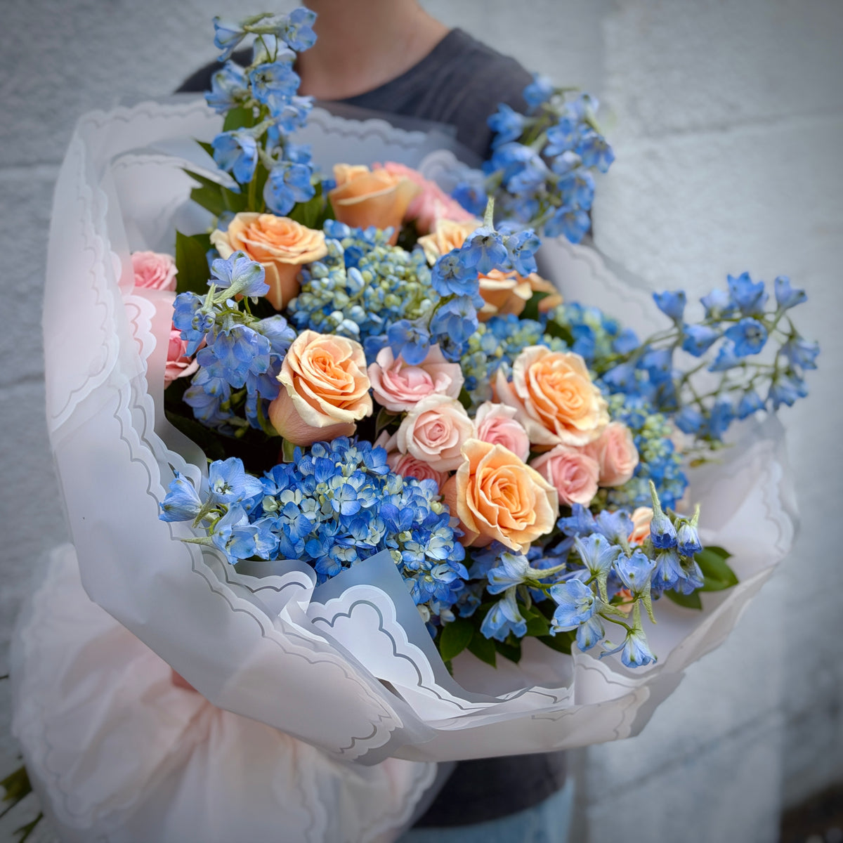 APRICOT SKY  Blue & Pink Signature Bouquet