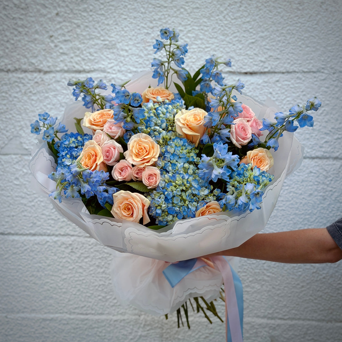 APRICOT SKY  Blue & Pink Signature Bouquet