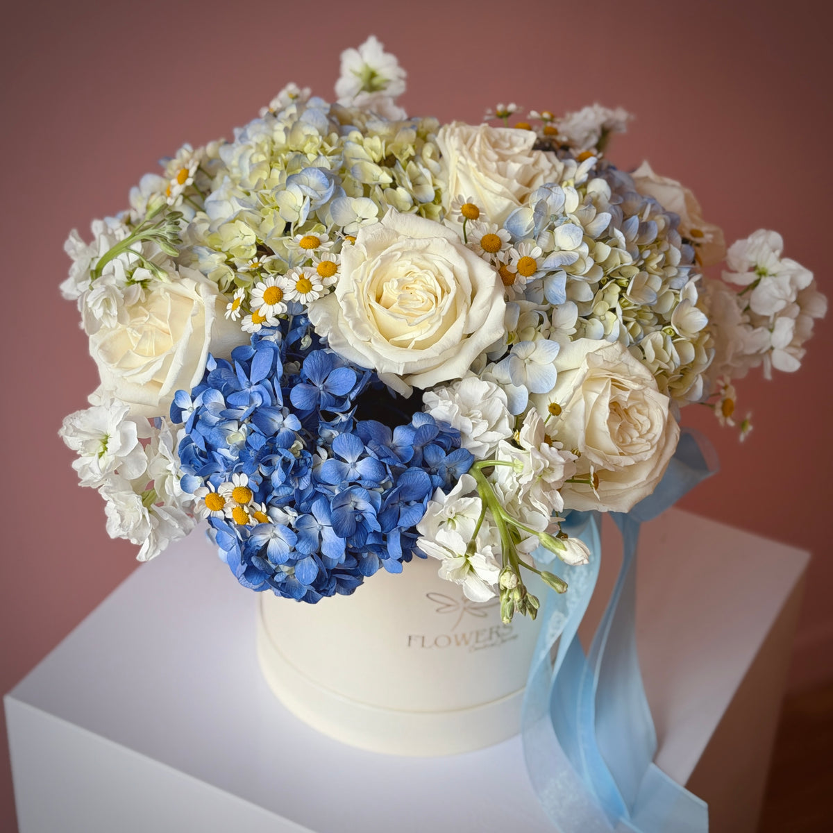 BOY Blue & White Flower Box