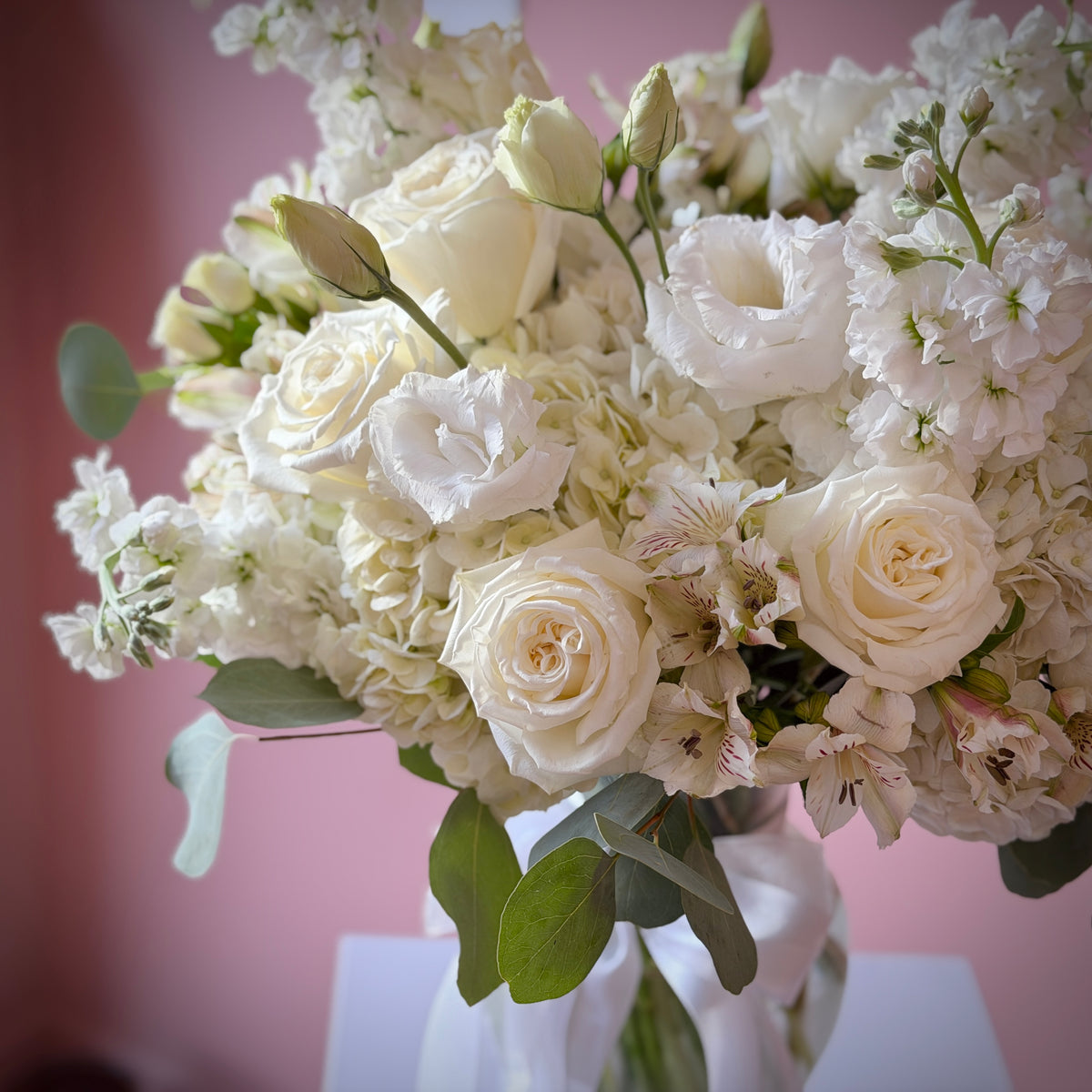 JANE White Roses, Hydrangea & Lisianthus Signature Vase