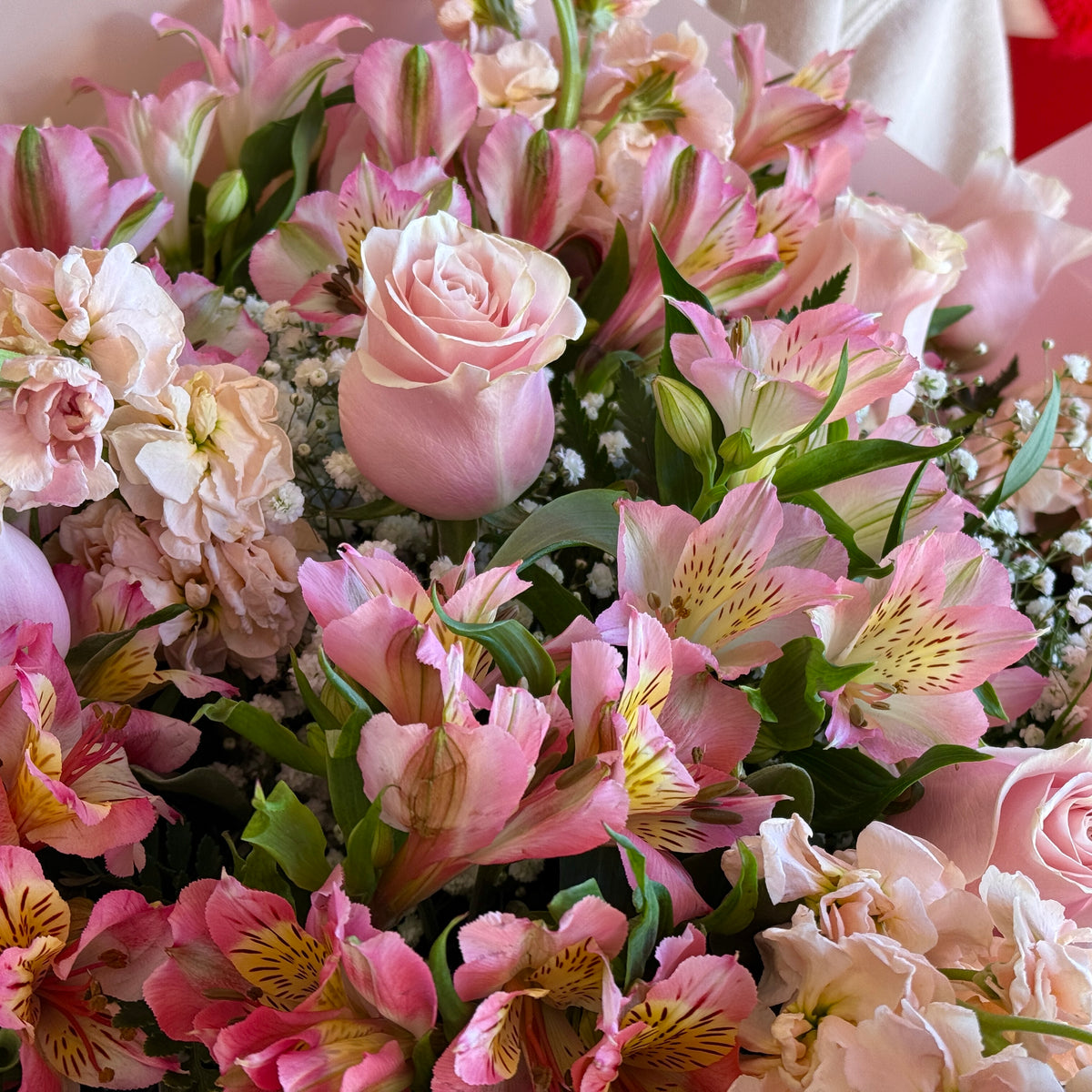 MILANA Pink Roses Stock & Alstroemeria Signature Bouquet