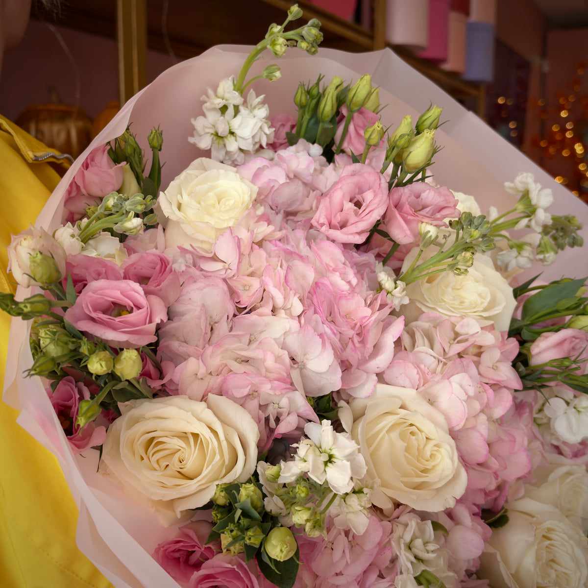 MARIA White Roses & Pink Hydrangea Signature Bouquet