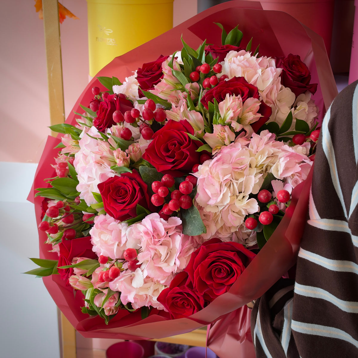 JULIE Red Roses & Pink Hydrangea Signature Bouquet