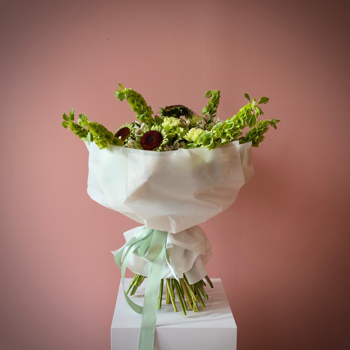 FIONA Helianthus & Bells of Ireland Signature Bouquet