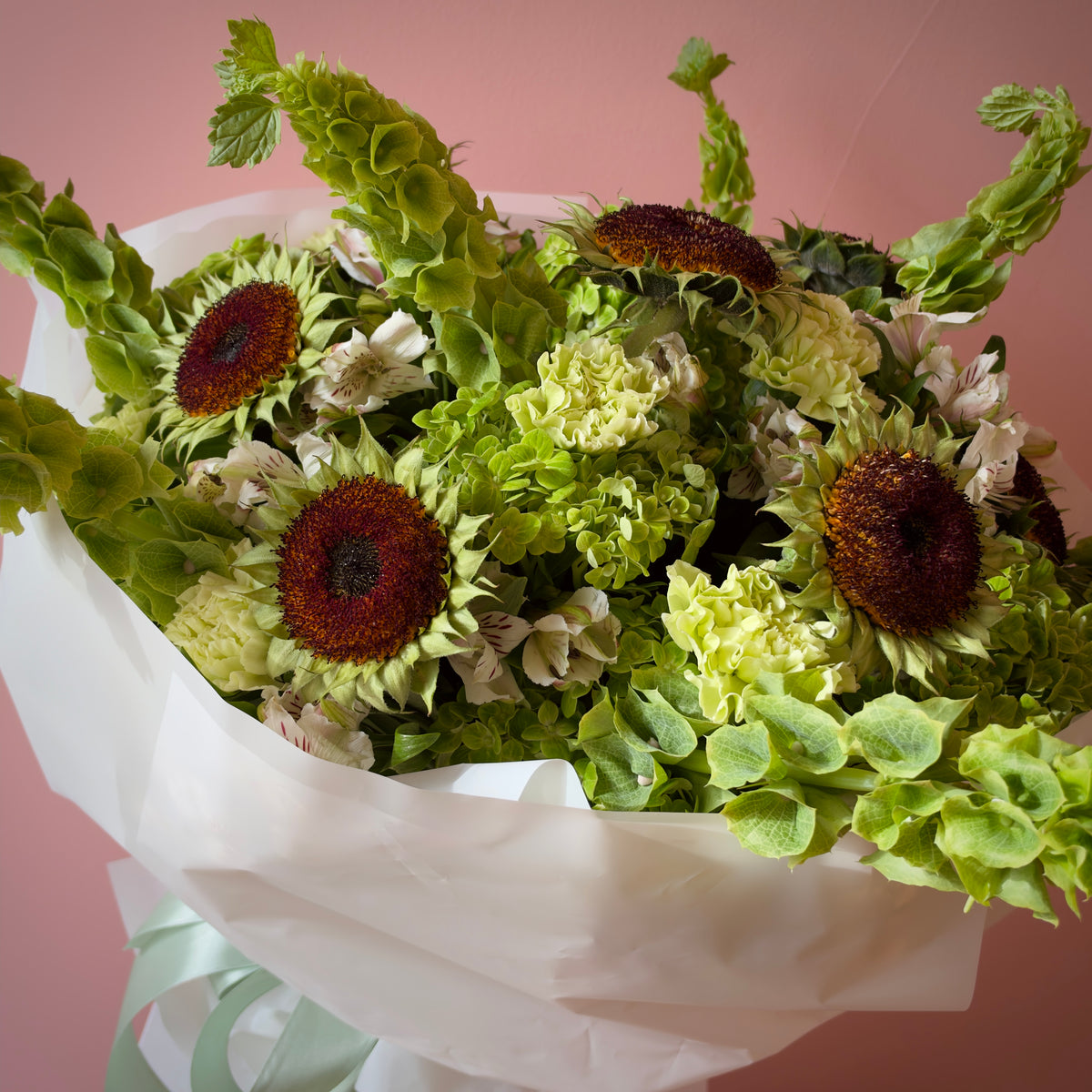 FIONA Helianthus & Bells of Ireland Signature Bouquet